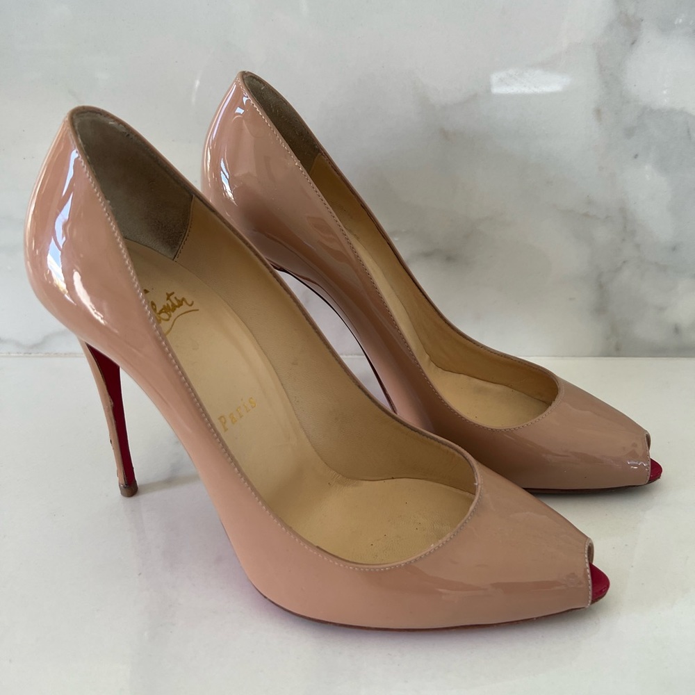 Christian Louboutin patent peep toe heels 38.5
